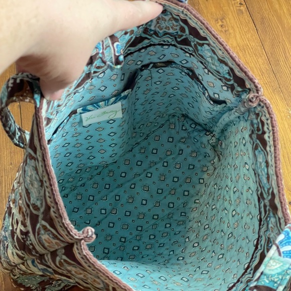 Vera Bradley Java Blue Tote Bag brown and blue design quilted tote bag - Picture 6 of 9